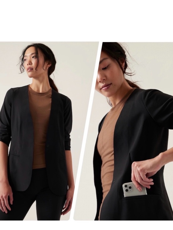 Athleta Jackets & Blazers - Athleta Avenue Classic Black Open-Front Women's Blazer